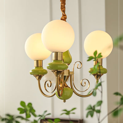 Green Glass Onyx Chandelier Light – 3/5 Heads