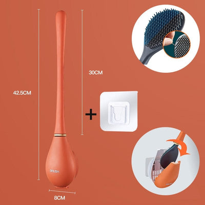 Wall-Mounted Silicone Toilet Brush with Holder