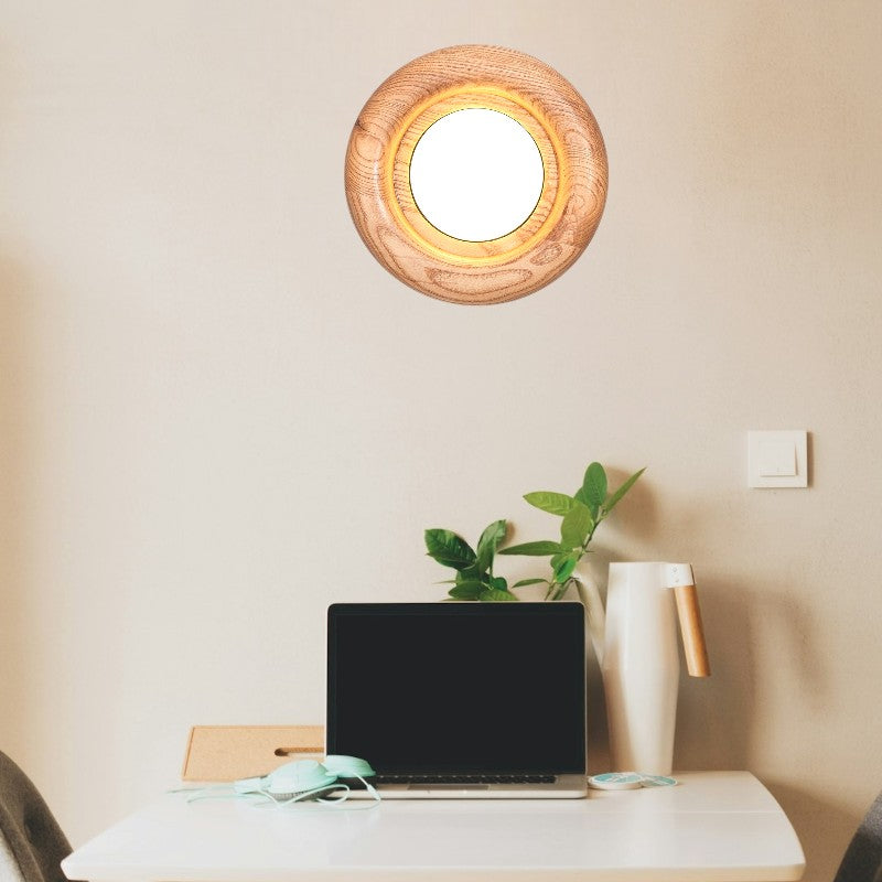 Orbitus LED Wall Light – Modern Wooden Frame
