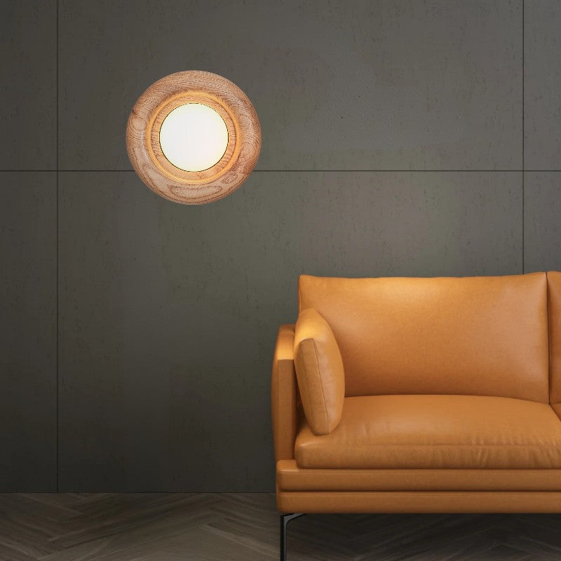 Orbitus LED Wall Light – Modern Wooden Frame