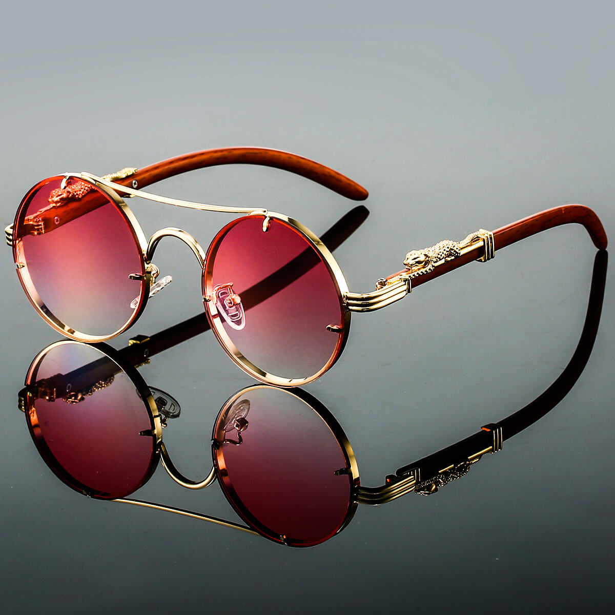 Men’s Oval Metal Retro Sunglasses with UV Protection