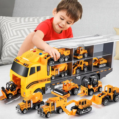 Kids Construction Vehicle Toy Set with Mini Trucks & Storage Case