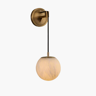Marbell Brass & Marble Wall Light – Minimalist Globe Sconce