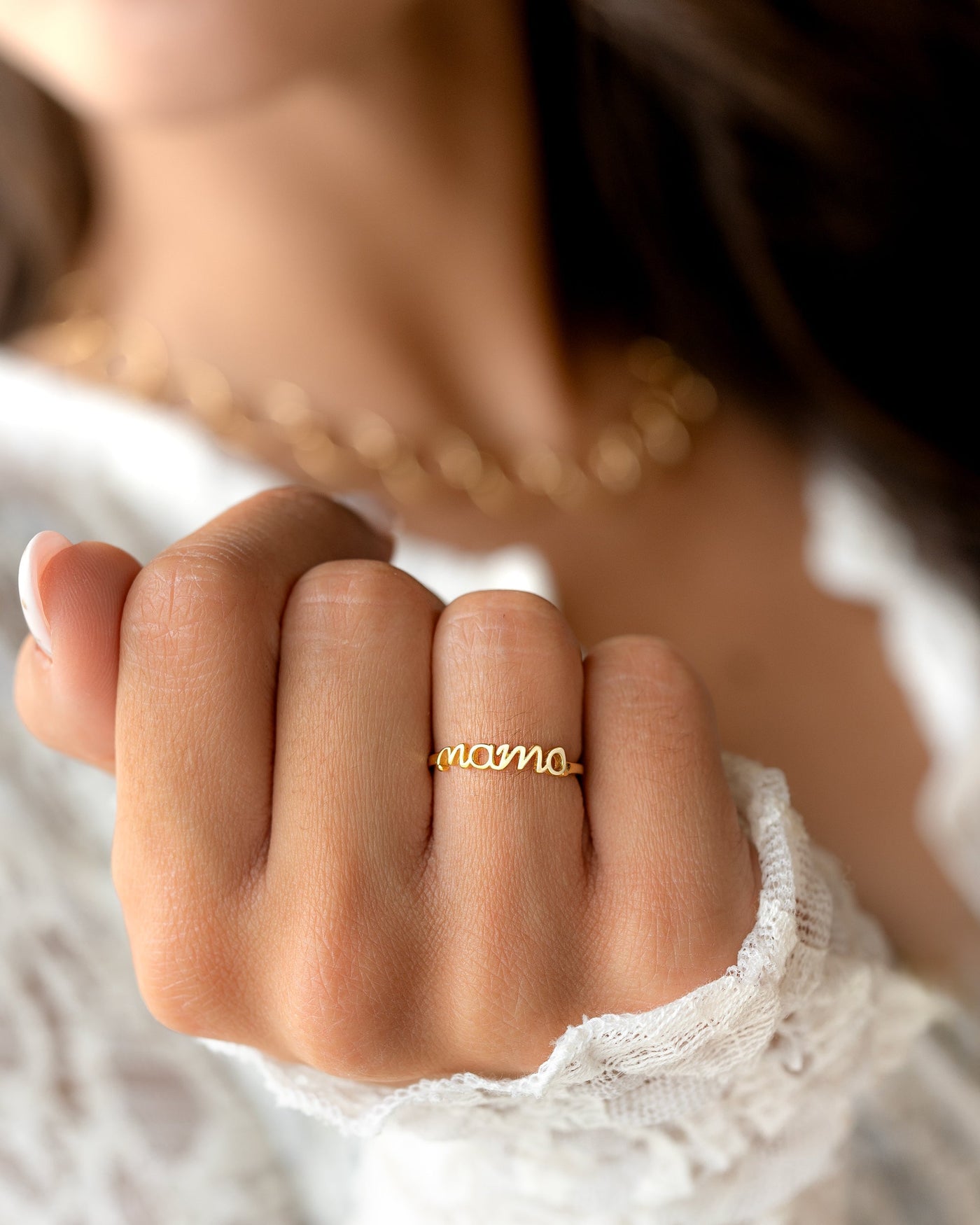 Sterling Silver Mama Ring for Women – Emma Design