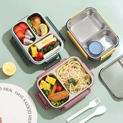Leak-Proof Stainless Steel Lunchbox with Cutlery (850 ml) – For Work, School & On the Go