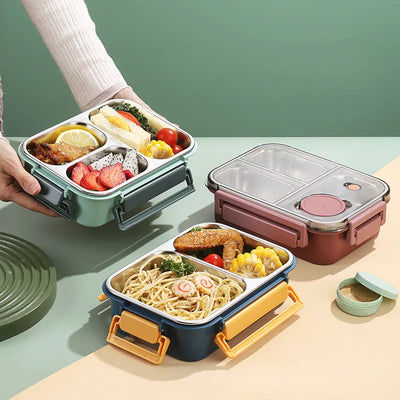Leak-Proof Stainless Steel Lunchbox with Cutlery (850 ml) – For Work, School & On the Go