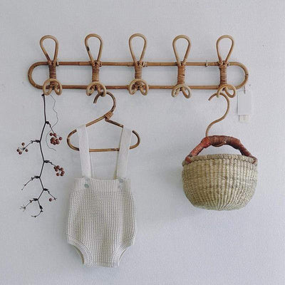 Retro Rattan Wall Hook with 5 Hangers