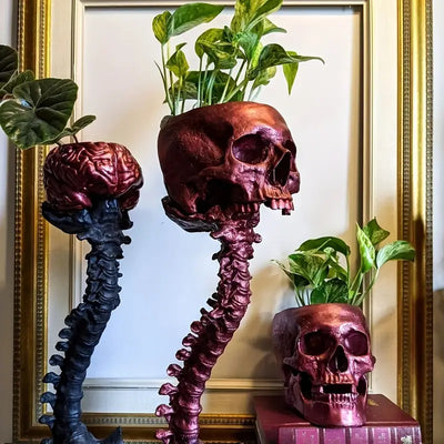 BoneBloom | Planter with Skull and Spine
