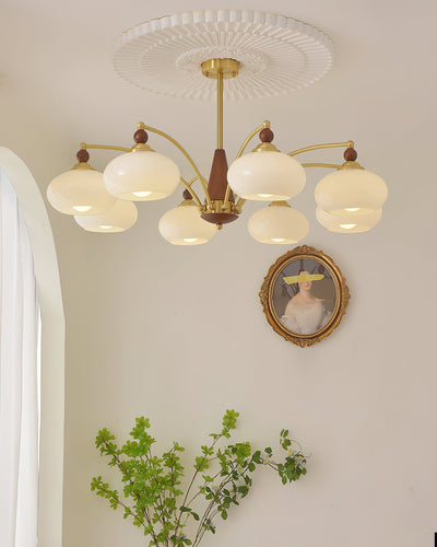 Retro Melodica Victorian Wood Brass Chandelier