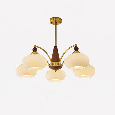 Retro Melodica Victorian Wood Brass Chandelier