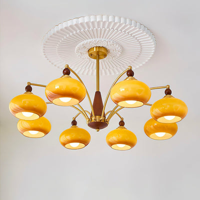 Retro Melodica Victorian Wood Brass Chandelier