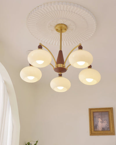 Retro Melodica Victorian Wood Brass Chandelier