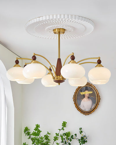 Retro Melodica Victorian Wood Brass Chandelier