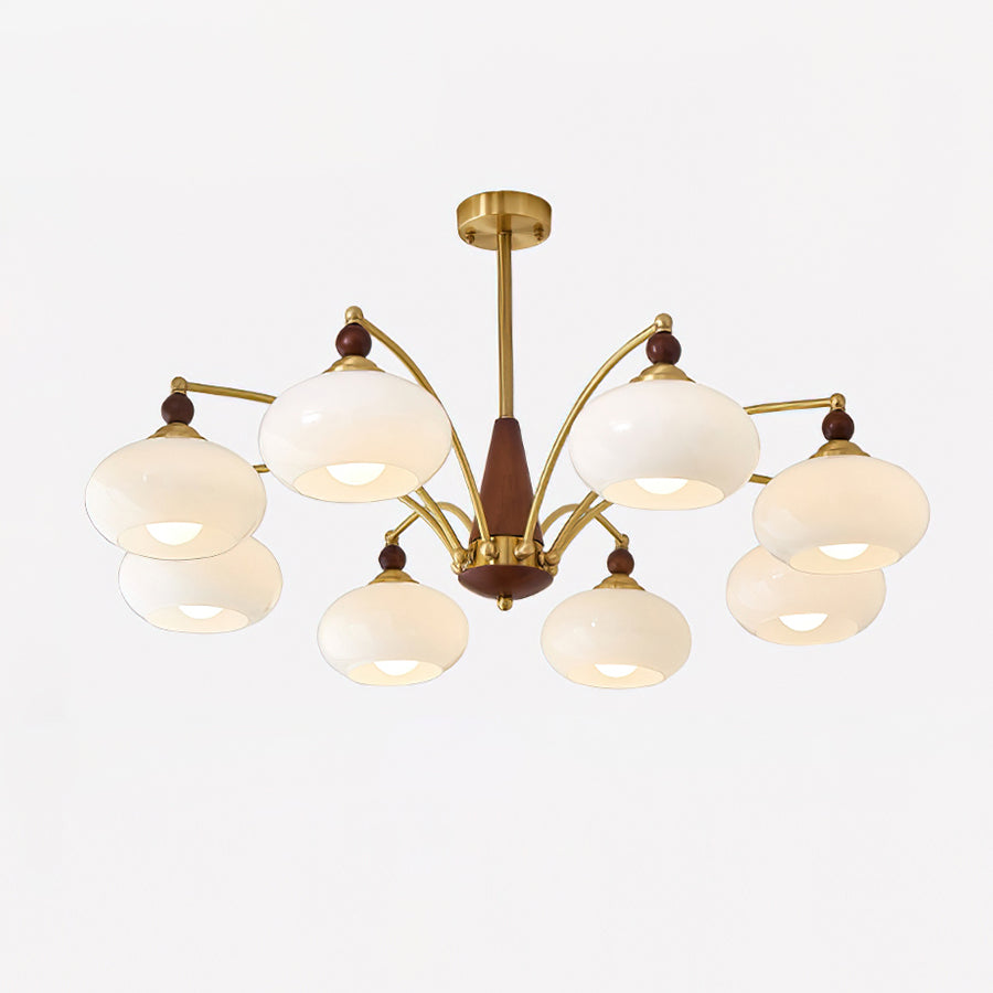 Retro Melodica Victorian Wood Brass Chandelier