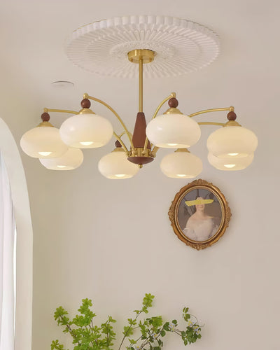 Retro Melodica Victorian Wood Brass Chandelier