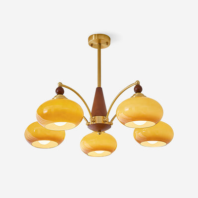 Retro Melodica Victorian Wood Brass Chandelier