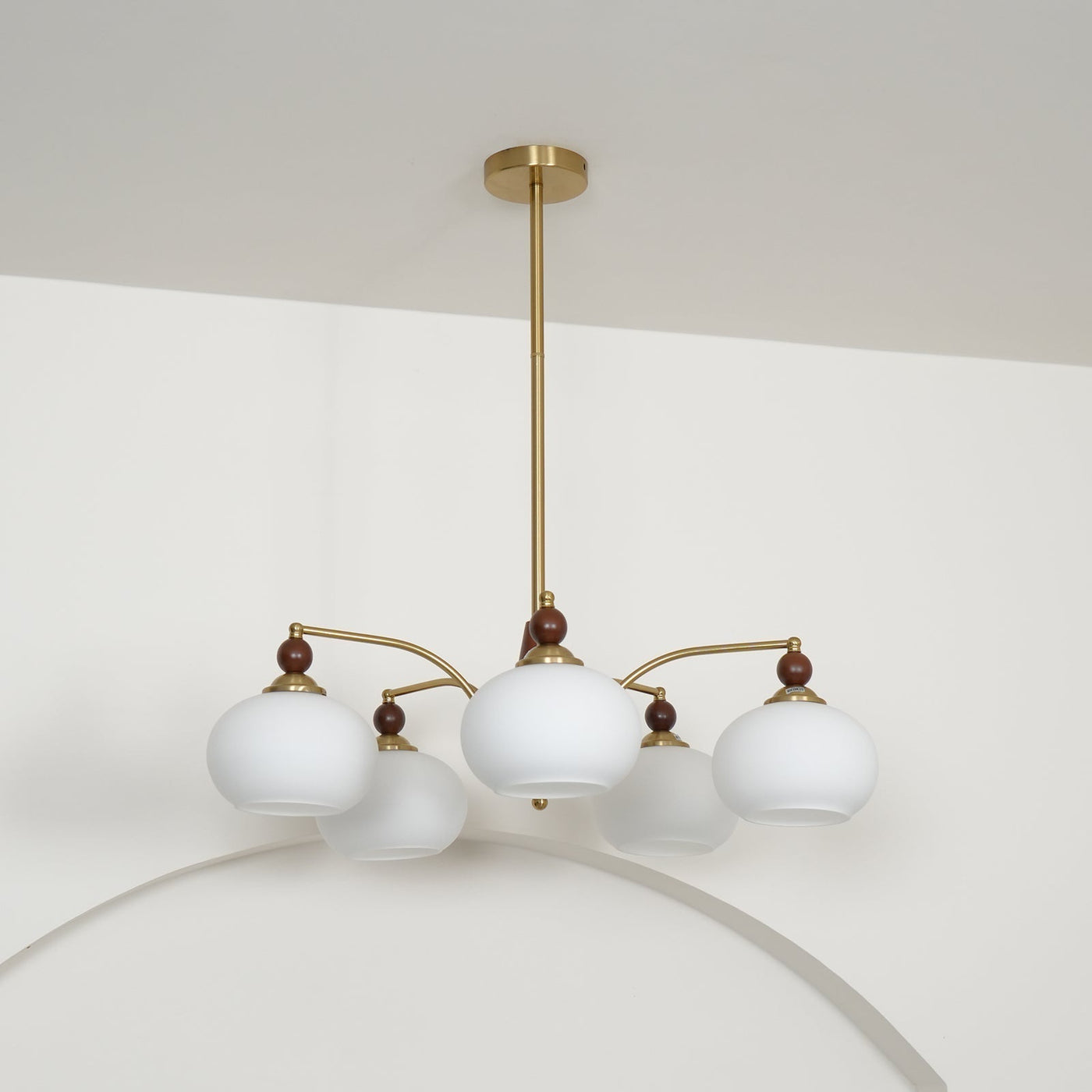 Retro Melodica Victorian Wood Brass Chandelier