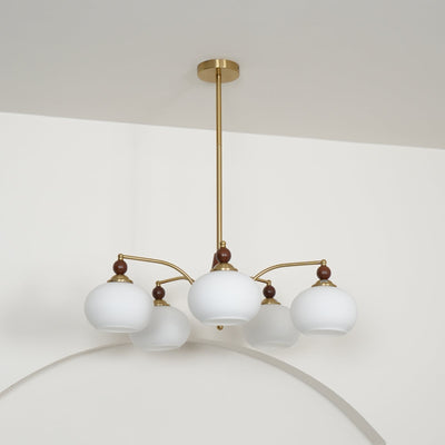 Retro Melodica Victorian Wood Brass Chandelier