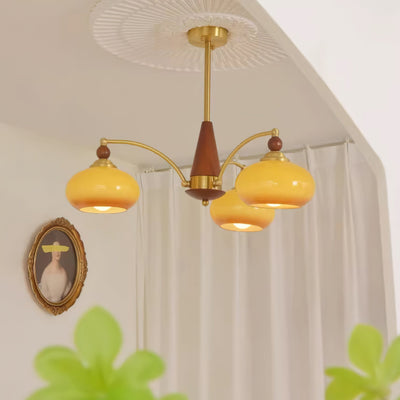 Retro Melodica Victorian Wood Brass Chandelier