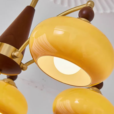 Retro Melodica Victorian Wood Brass Chandelier