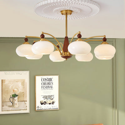 Retro Melodica Victorian Wood Brass Chandelier