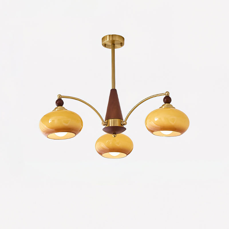 Retro Melodica Victorian Wood Brass Chandelier