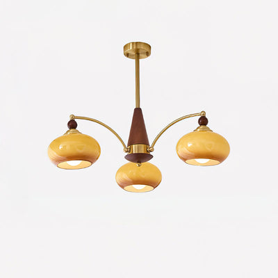 Retro Melodica Victorian Wood Brass Chandelier