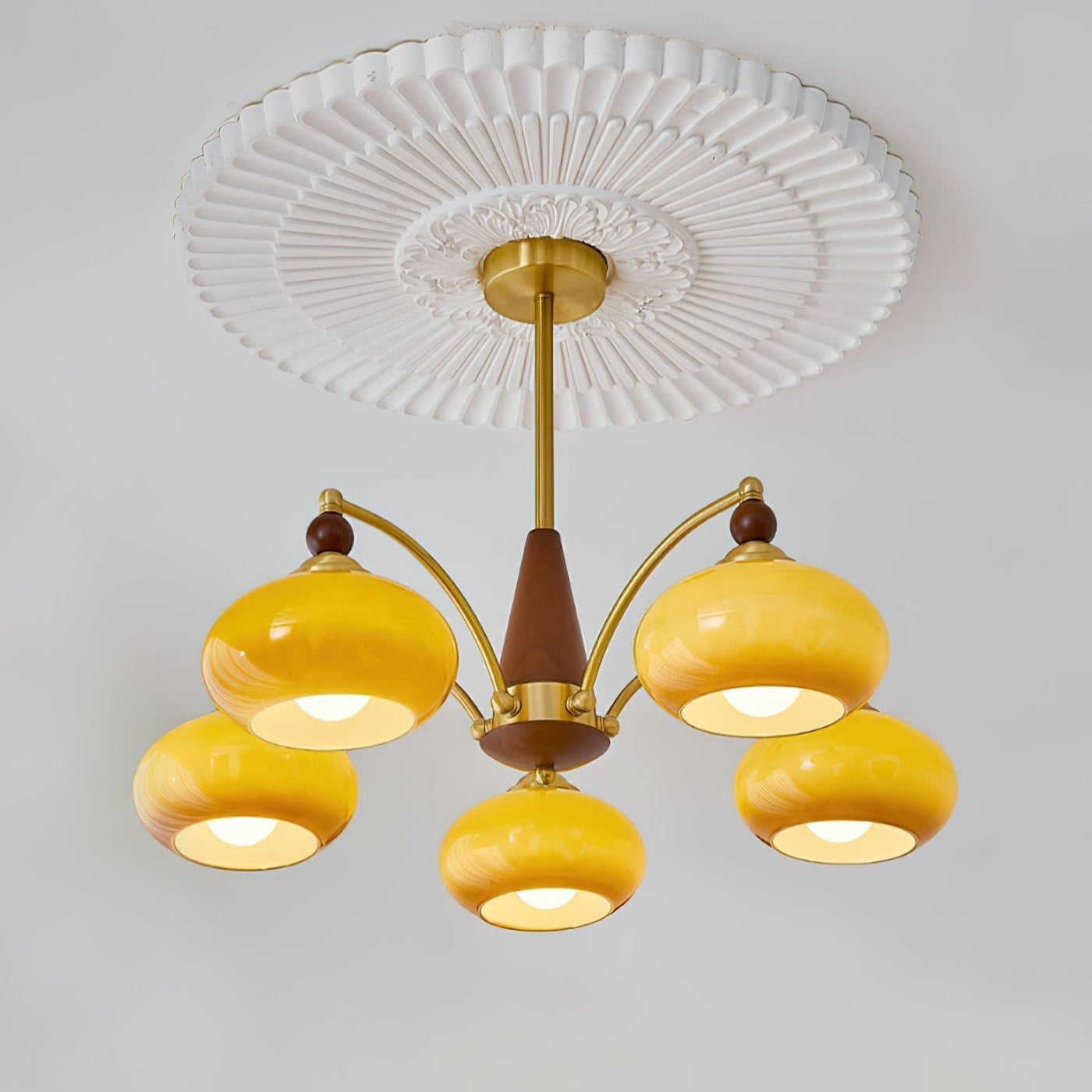Retro Melodica Victorian Wood Brass Chandelier
