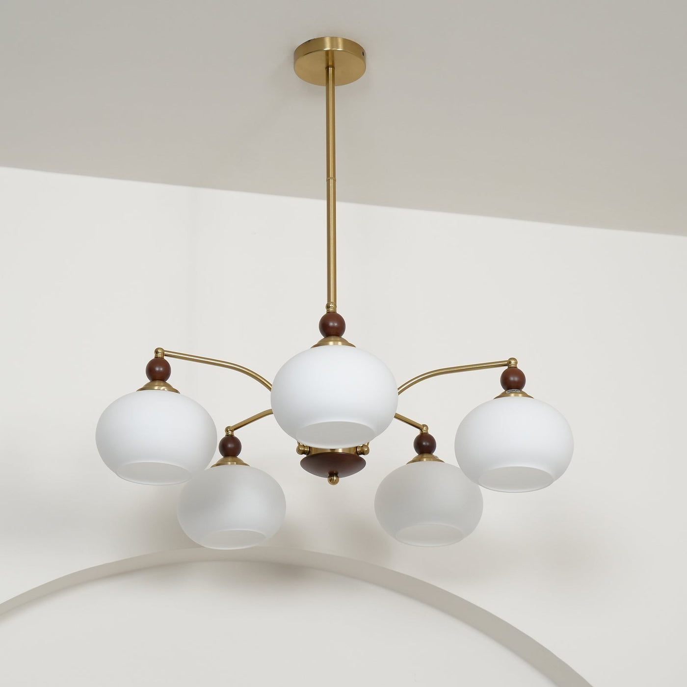 Retro Melodica Victorian Wood Brass Chandelier