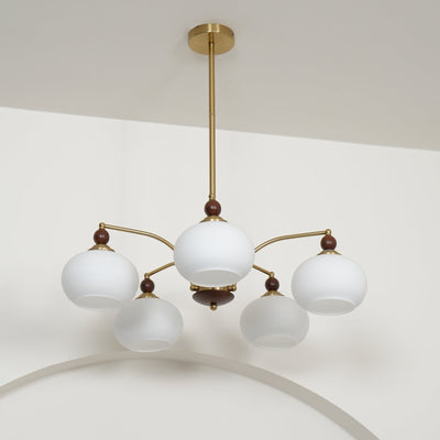 Retro Melodica Victorian Wood Brass Chandelier
