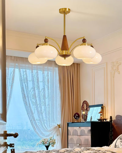 Retro Melodica Victorian Wood Brass Chandelier
