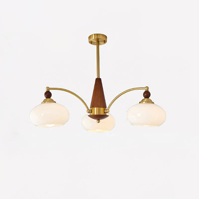 Retro Melodica Victorian Wood Brass Chandelier