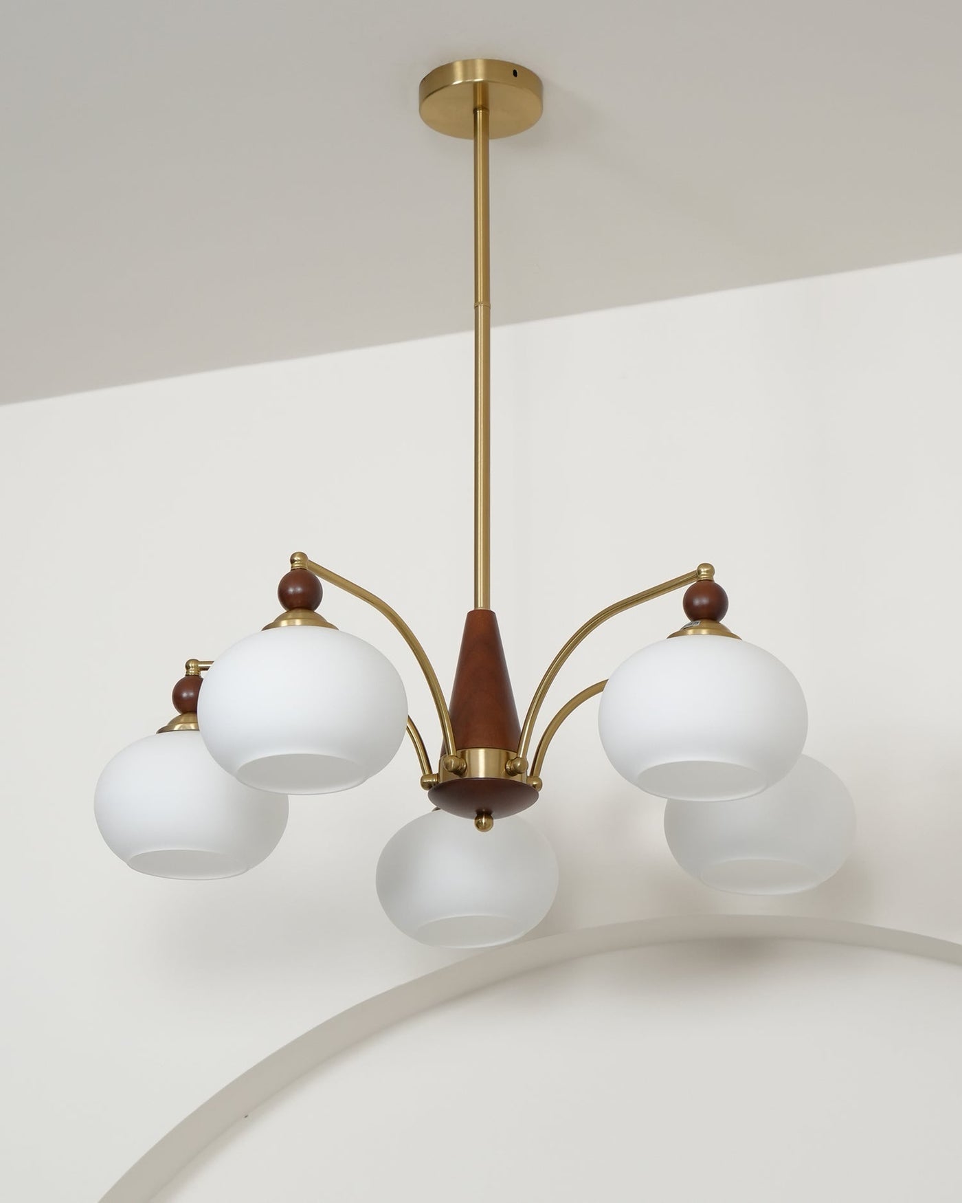 Retro Melodica Victorian Wood Brass Chandelier