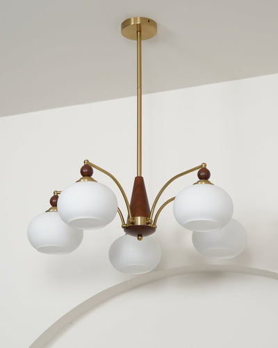 Retro Melodica Victorian Wood Brass Chandelier