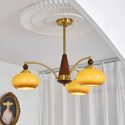 Retro Melodica Victorian Wood Brass Chandelier
