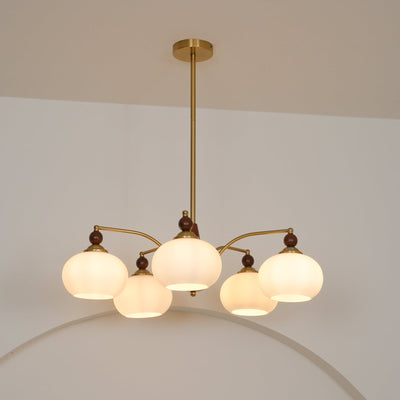 Retro Melodica Victorian Wood Brass Chandelier