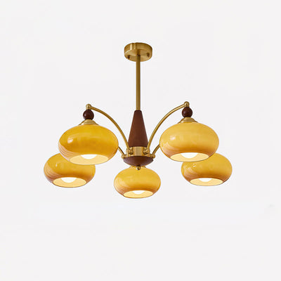 Retro Melodica Victorian Wood Brass Chandelier