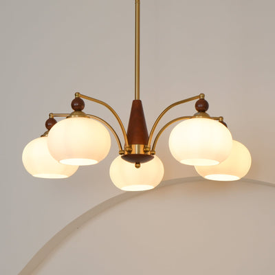 Retro Melodica Victorian Wood Brass Chandelier