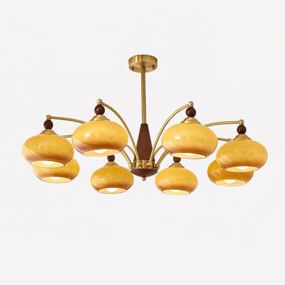 Retro Melodica Victorian Wood Brass Chandelier