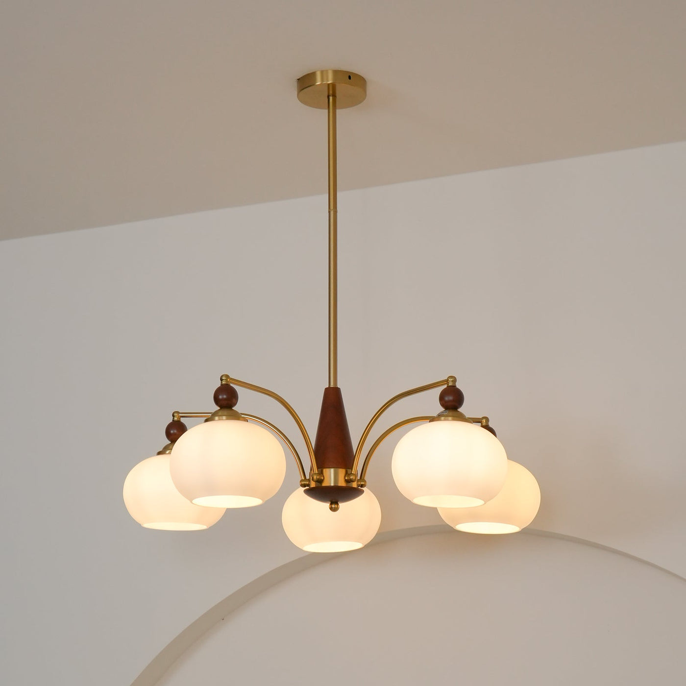 Retro Melodica Victorian Wood Brass Chandelier