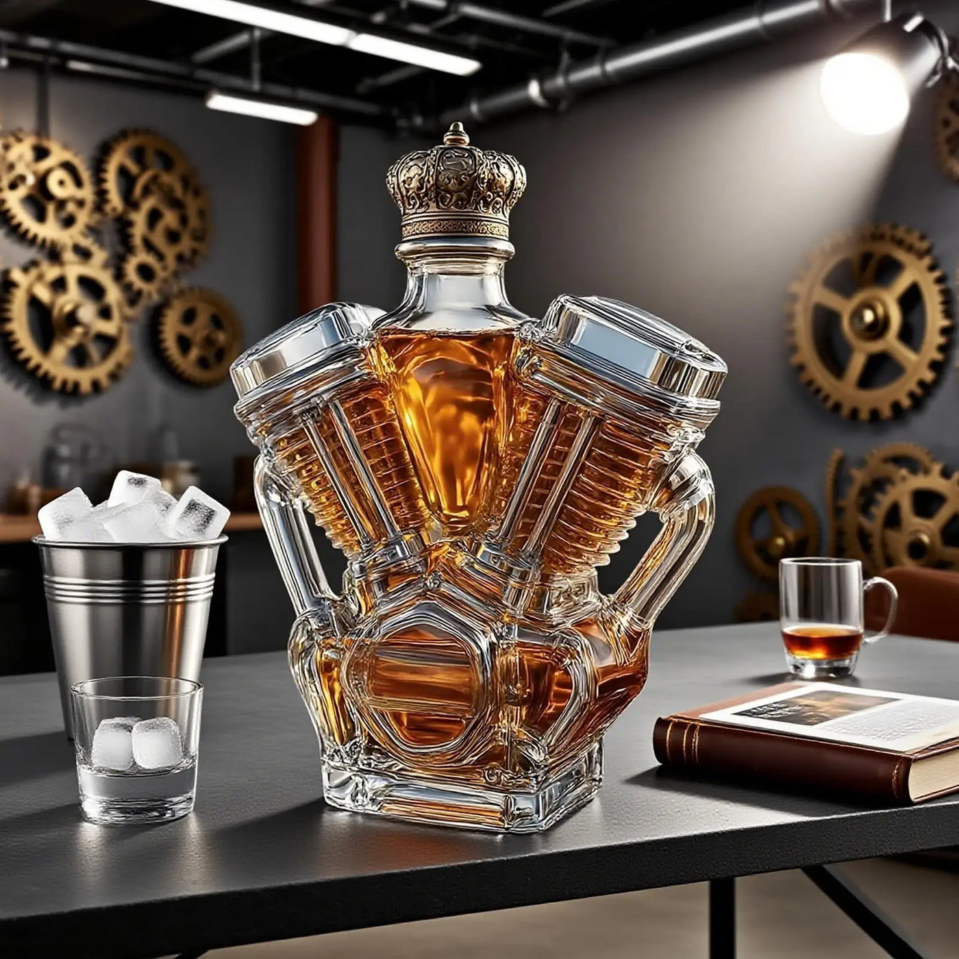Motorcycle Whiskey Bottle Glass Decanter