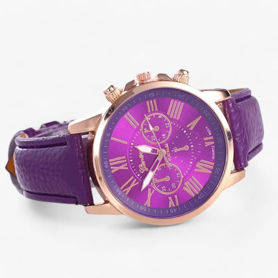 Camille Womens Waterproof Leather Strap Watch 42mm