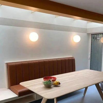 Modern White Milk Glass Circular Wall Light