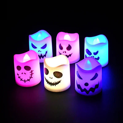 Halloween LED Ghost & Pumpkin Candle Lights – 6 Pack