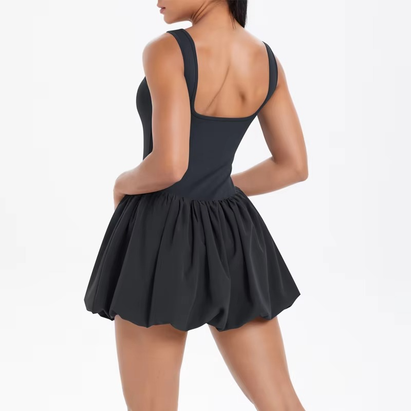 Women’s Sleeveless Tennis and Running Dress with Built-In Skirt