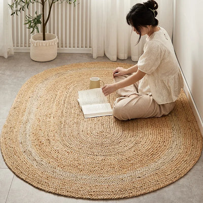 Handwoven Jute Reversible Rug for Living Room and Bedroom