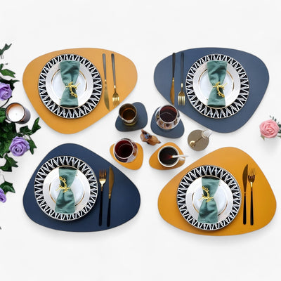 Reversible Waterproof Faux Leather Dining Table Placemat Set