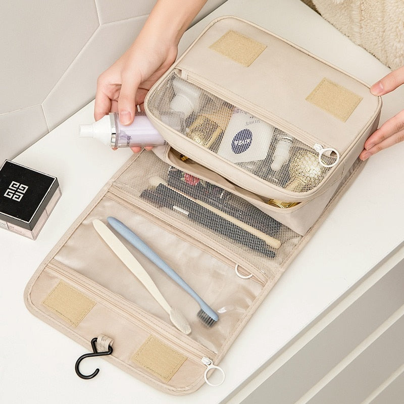 Roll-Up Travel Makeup Bag with Hook