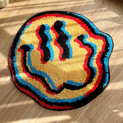 Round Soft Smiley Face Rug – Non-Slip Plush Carpet