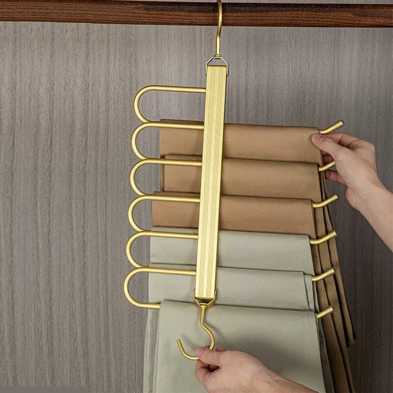 SpaceLuxe Aluminum Pants Hanger – Multi-Layer, Space-Saving Closet Organizer